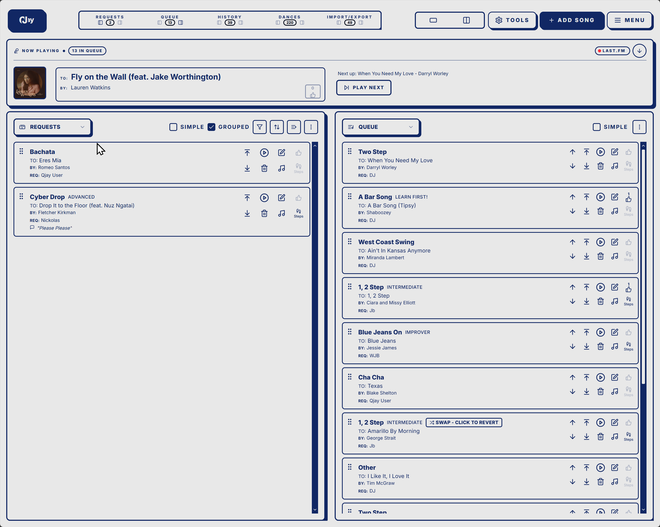 DJ Console Request Queue